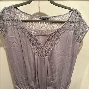 American Eagle Outfitters Grey Lace Top